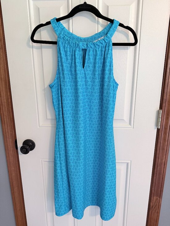 Jude Connally Dresses & Skirts - Jude Connally "Lisa" Dress Turquoise Blue Geometric Halter Keyhole Dress